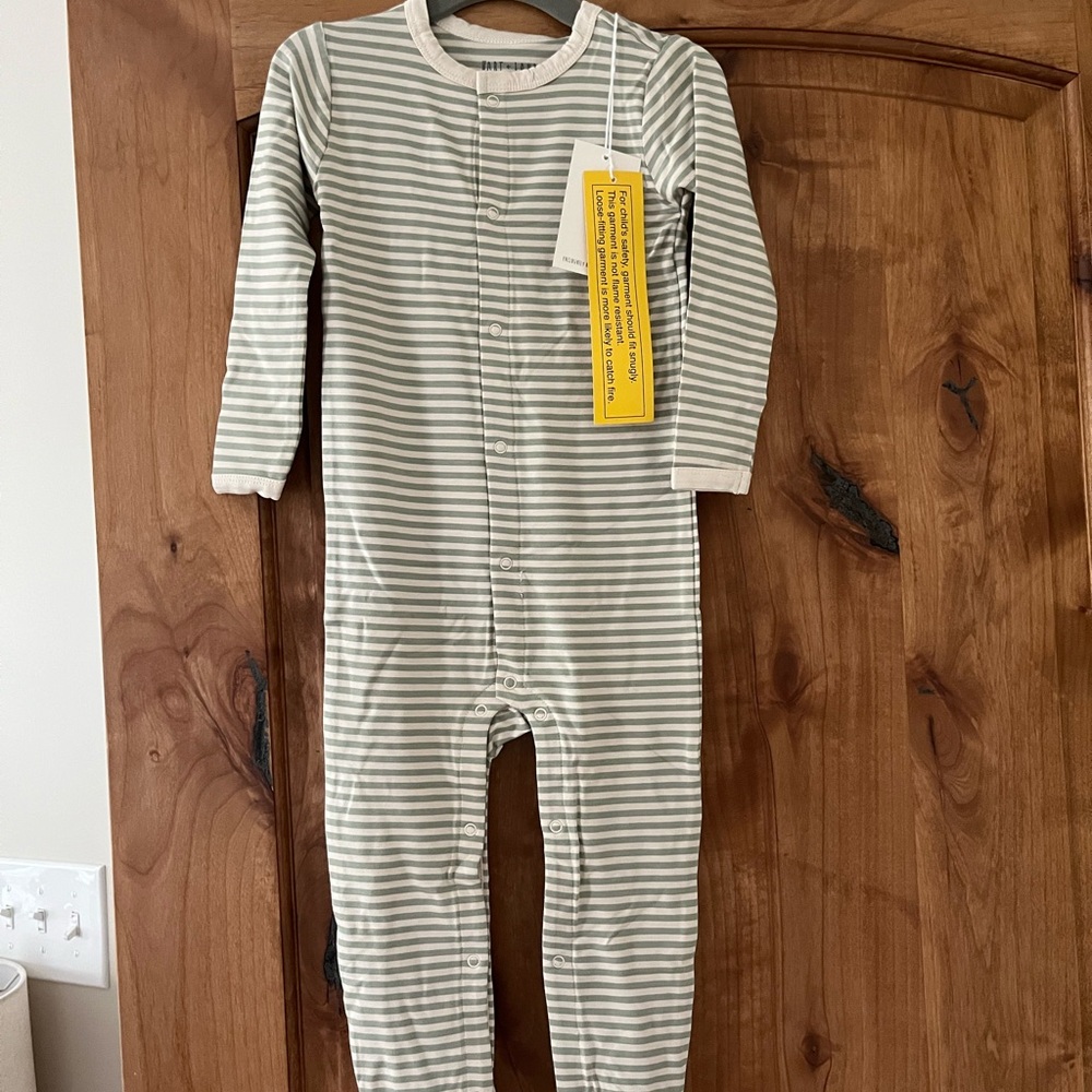 Hart + Land Bamboo Striped Green and White Kids One Piece